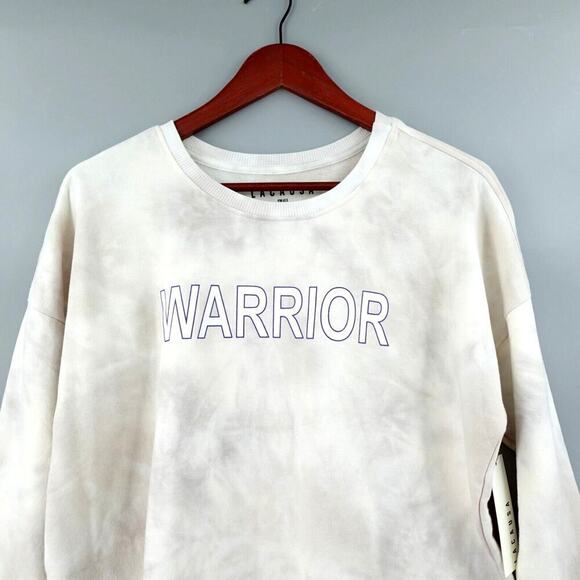 LACAUSA Sweatshirt Small Gray Tie Dye WARRIOR Graphic Fleece Comfy Boho - Picture 3 of 9